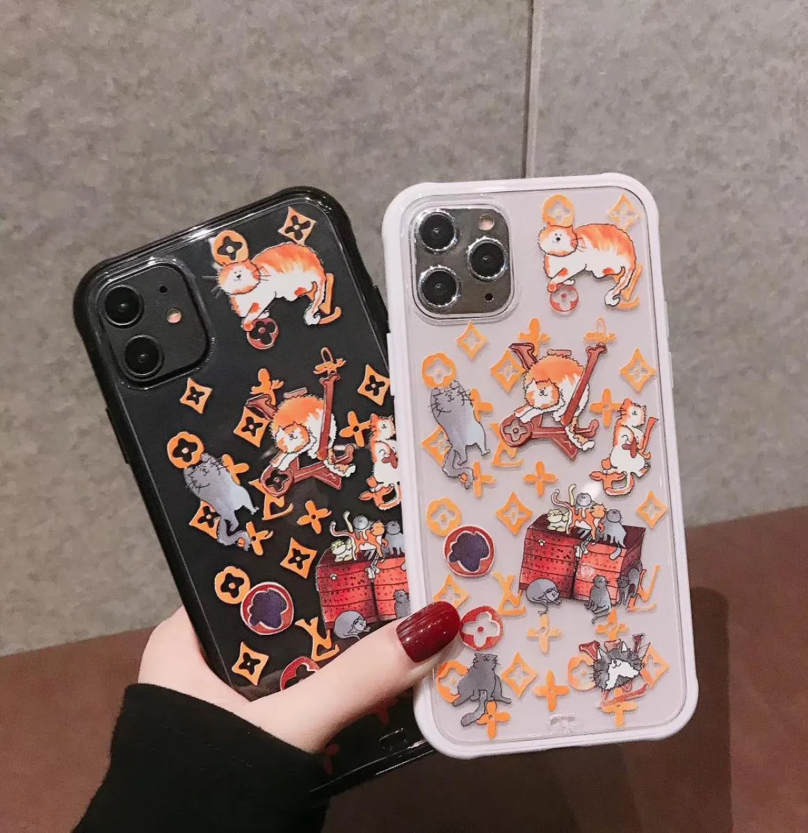 Ny mönster Cartoon Cat Phone Case Fashion Design TPU Shell för iPhone 11 11Pro X Xs Max XR 8 8Plus 7 7Plus Clear Transparent Back9071511