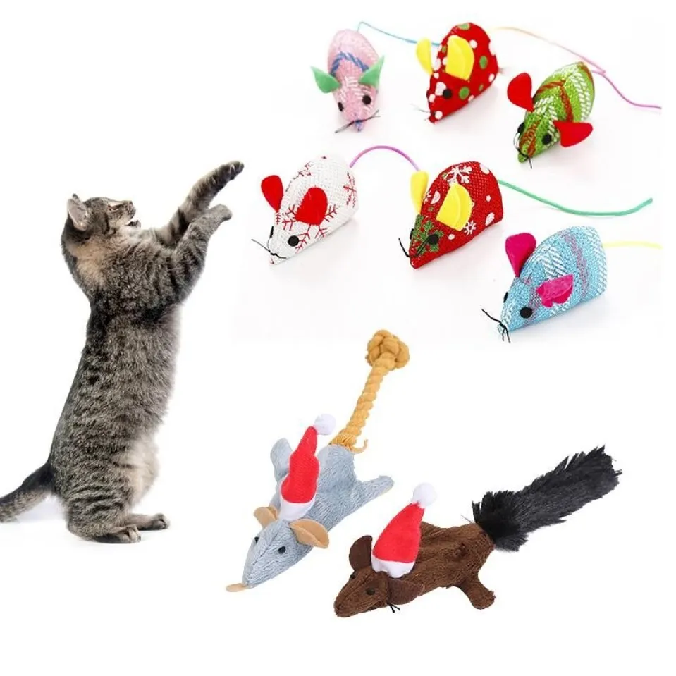 Jouets pour chats, jouet de noël, cadeaux interactifs pour animaux de compagnie, souris à herbe à chat, souris en peluche amusante pour chaton, fournitures produit 254q