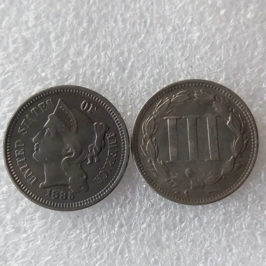 Eua 1885 três centavos de níquel artesanato cópia moedas decoração para casa acessórios302b