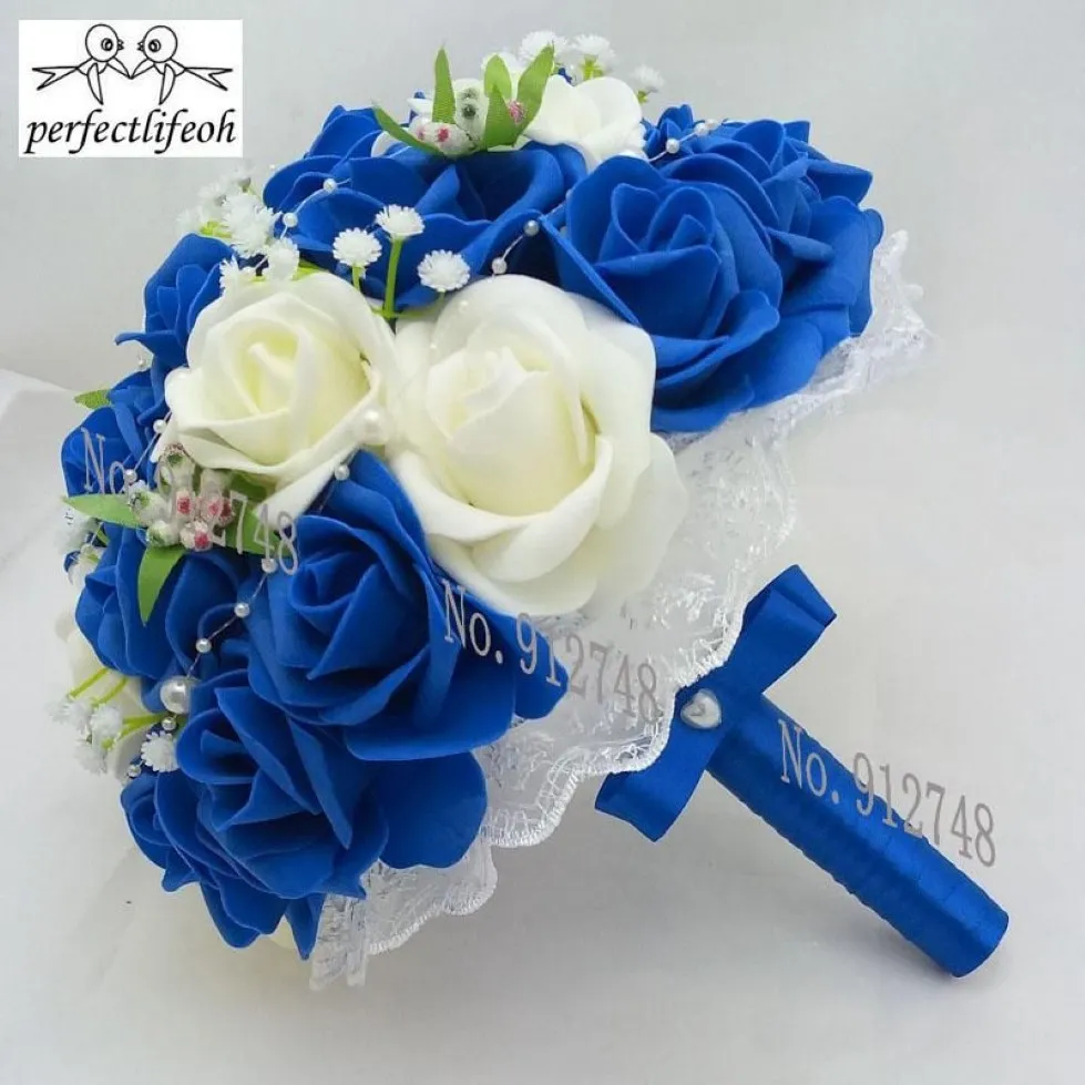 Flores de boda Perfectlifeoh dama de honor perlas rosas ramos de novia artificiales hechos a mano218z