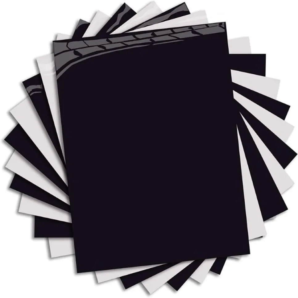 HTV à transfert de chaleur en noir et blanc, Pack de démarrage 10X20 feuilles pour t-shirts, vêtements de sport, autocollants de fenêtre 289P