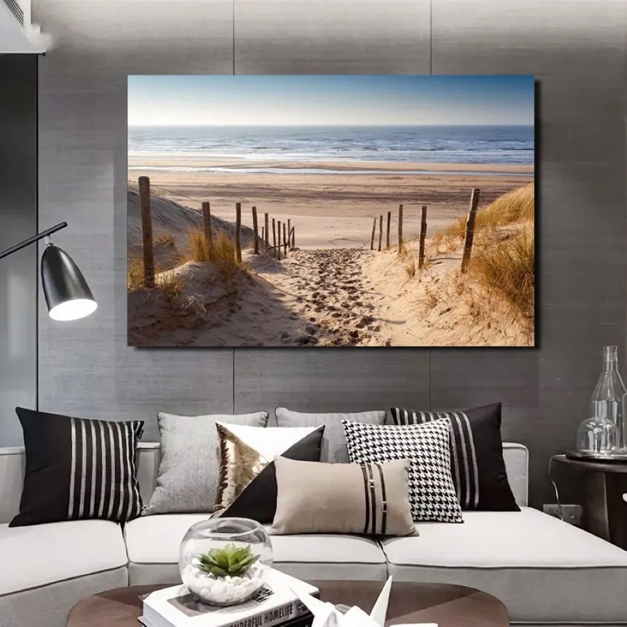 Плакат на скандинавскую тему, морской пейзаж, холст, картина, пляж, морская дорога, настенная картина без рамки для гостиной, спальни, современный домашний декор241x