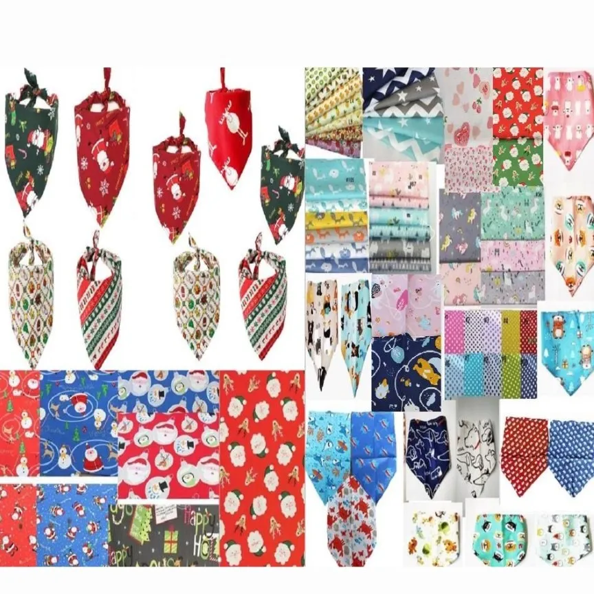 Hela 800 st Lot 2021 Julsemester Dog Apparel Puppy Pet Bandanas Collar Scarf Bow Tie Cotton Most Fashionable LS092 Mixe258h