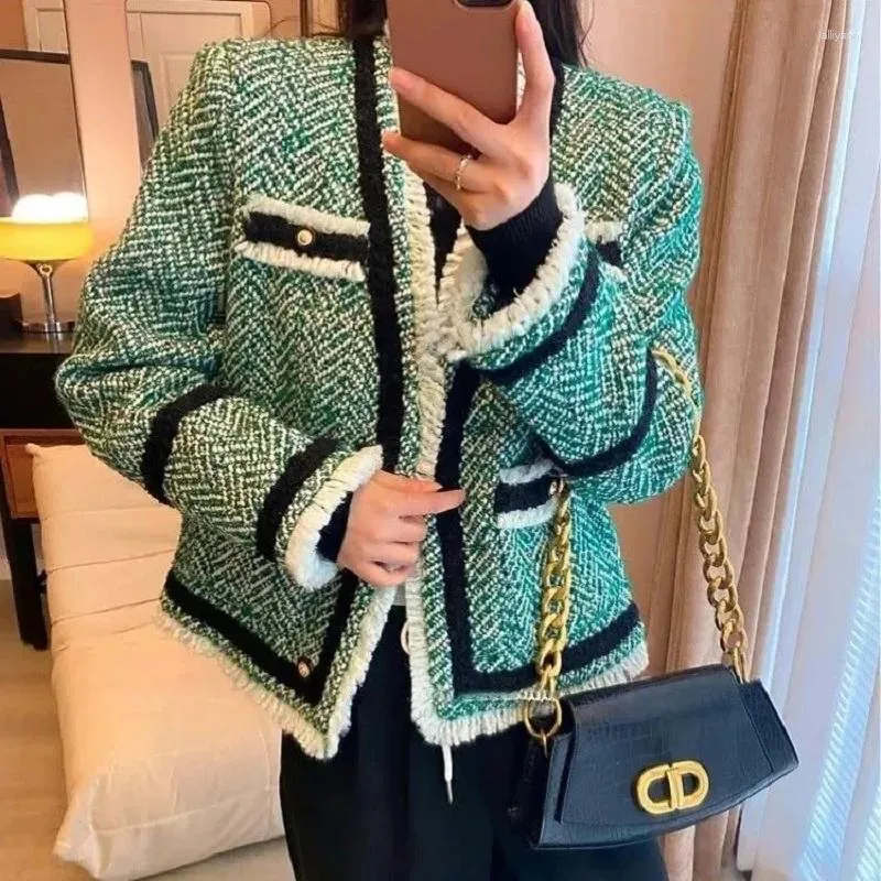 Women's Jackets Female Thickened Coat Autumn Winter Green Luxury Retro Temperament Fashion Lining Cotton Jacket