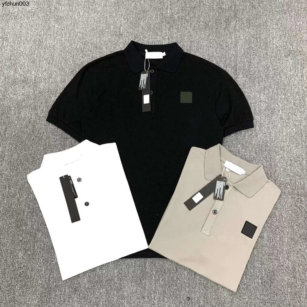 Polo Homme Rétro Marque Classique T Hommes T-shirts Broderie Manches Courtes Été Revers Couleur Unie Poitrine Lettre Décoration Tops Stones Island