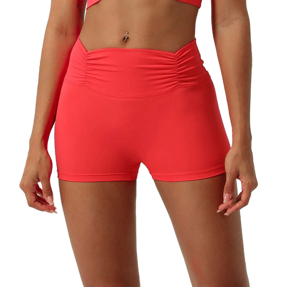 LU-240 Pleated Belly Tightening Sports Shorts Yoga Cropped Pants No T-line Running fitness Gym Underwear Leggings