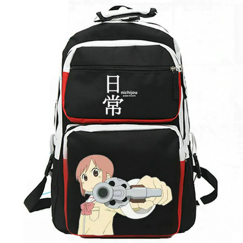 حقيبة الظهر Nichijou Backpack My Ordinary Life Daypack Aioi Yuko Comic School Bag Cartoon Print Rucksack Disual Schoolbag White Black Day Pack