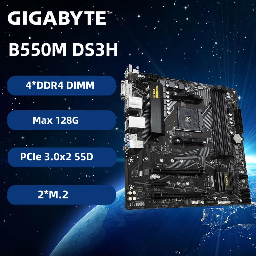 Gigabyte Ny B550M DS3H Motherboard Micro-ATX Support AMD B550 DDR4 Socket AM4 Mainboard Max 128G dubbelkanal för 5700G CPU