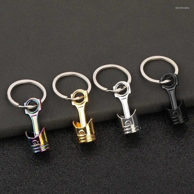 Keychains 4 Colors Engine Piston Style Keychain Key Ring Creative Metal Model Keyring Keyfob Pendant Decor Car Accessories 2024