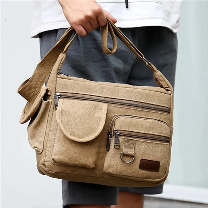 Холщовая сумка-мессенджер для мужчин, водостойкие вощеные сумки через плечо, портфель с мягкой подкладкой, сумка на плечо, продажа est 240229