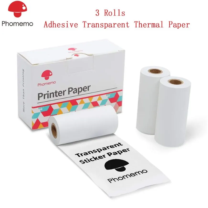 Phomemo Self-Adhesive Po Paper Transparent Thermal Paper for Phomemo M02 M02S M02 Pro Printer Printable Sticker Label Paper 201201x