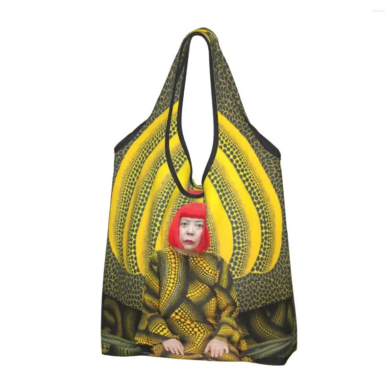 Сумки для покупок Yayoi Kusama, продуктовая сумка Kawaii, сумка-тоут на плечо, большая вместительная портативная сумка с абстрактной живописью в виде тыквы