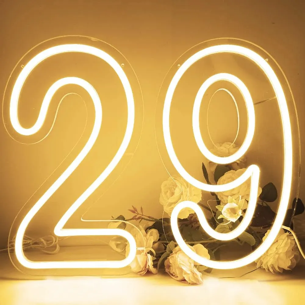 38 cm Numéro Néon Lumière USB Alimenté Acrylique Blanc Led Lumières pour Joyeux 30 40 50 Fête D'anniversaire Décors Décorations 240226