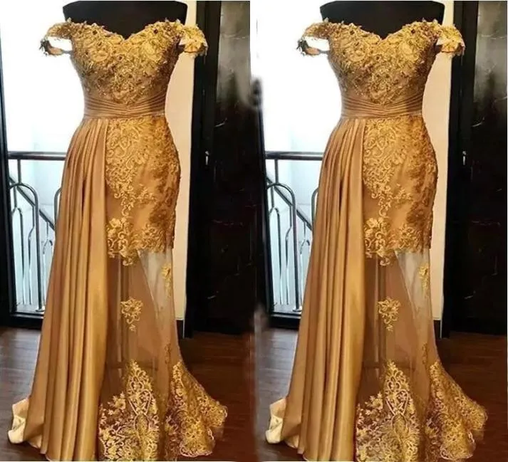 Abendkleider aus Goldmantel mit Spitze, 2020, Abendkleid, gerüscht, bodenlang, Illusion, formelle Partykleider, Übergröße, durchsichtig, Maxikleid 2407383