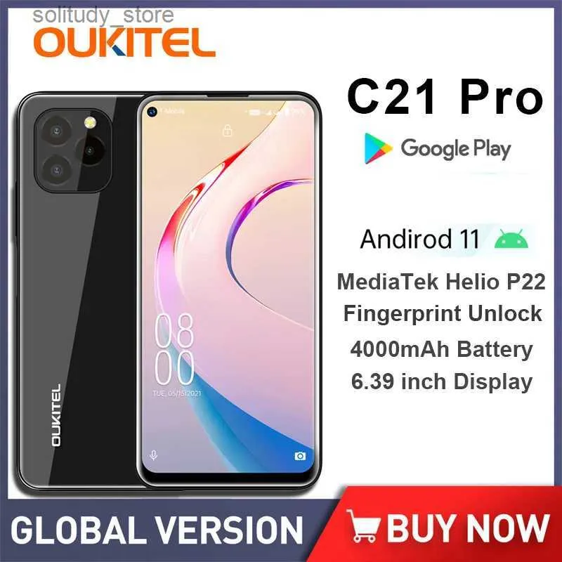 Telefones celulares Oukitel C21 Pro smartphone 4GB 64GB 6,39 polegadas HD + 4000mAh oito núcleos Android 11 telefone móvel MT6762D 21M / 8M câmera telefone Q240312