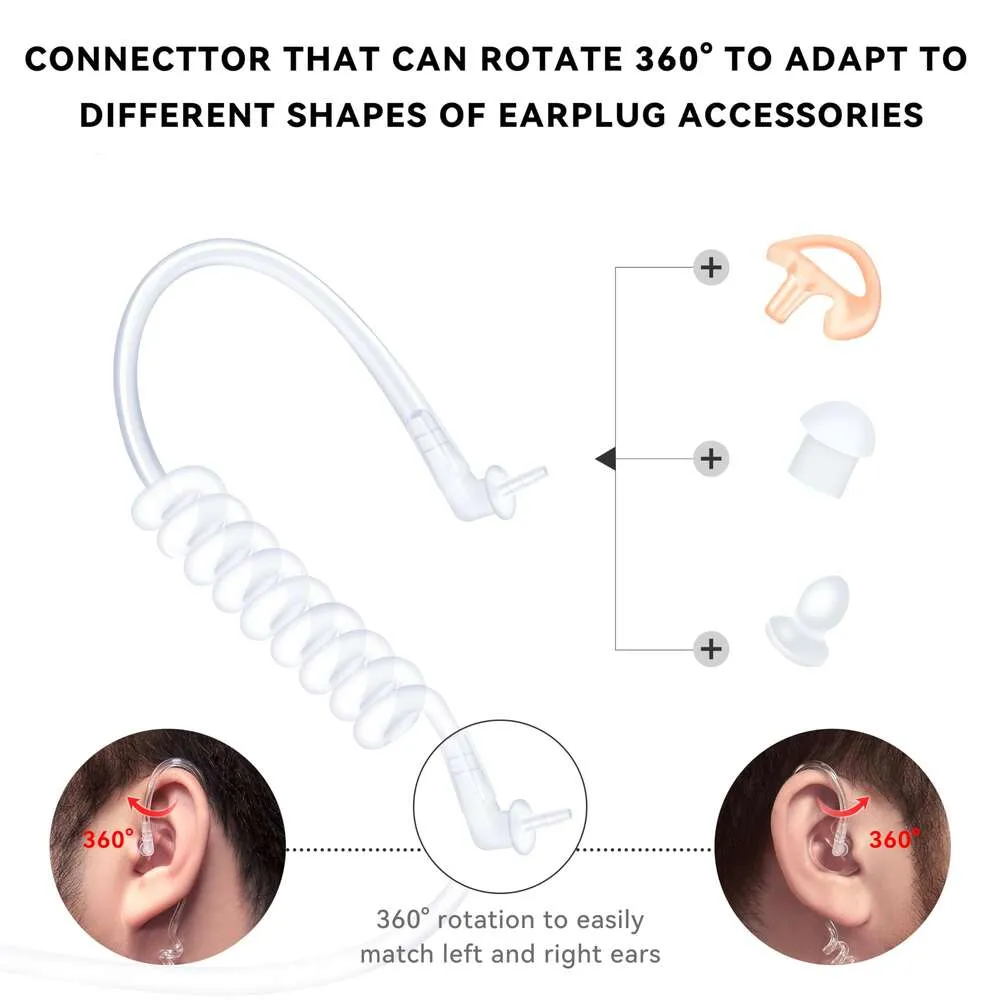 Écouteur de surveillance de police de 2,5 mm avec kit audio d'écouteurs à bobine acoustique transparente pour radios bidirectionnelles