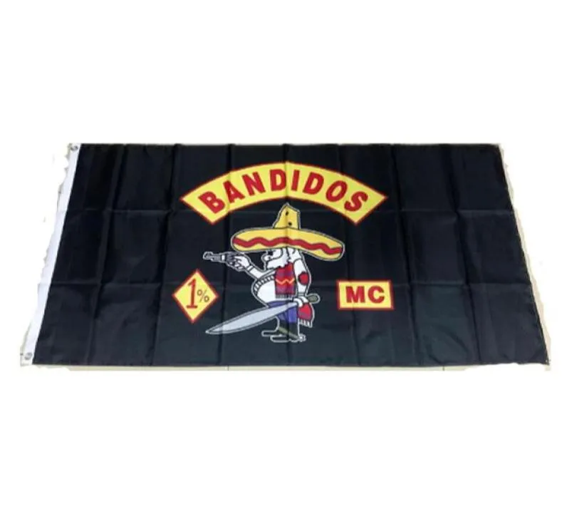 Bandidos mc 3x5ft Vlaggen 100D Polyester Banners Binnen Buiten Levendige Kleuren Hoge Kwaliteit Met Twee Messing Ringetjes7092695