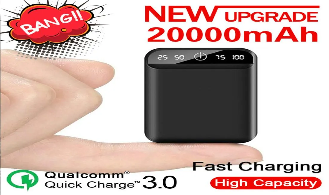 20000mah Mini Power Bank Portable USB Batteria Charger PowerBank Poverbank Externt batteri för iPhone Xiaomi Samsung1004123