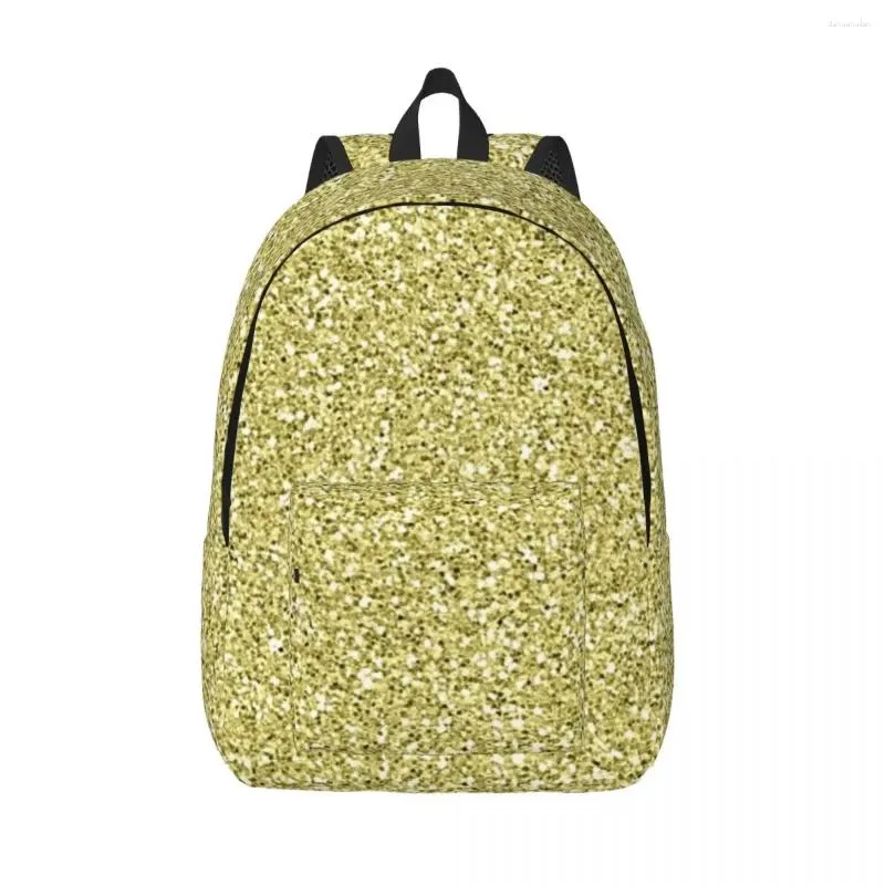 Backpack Pale Gold Po-Effect Foil Metallic Glitter Woman Backpacks Bookbag Fashion Shoulder Bag Portability Travel Rucksack School