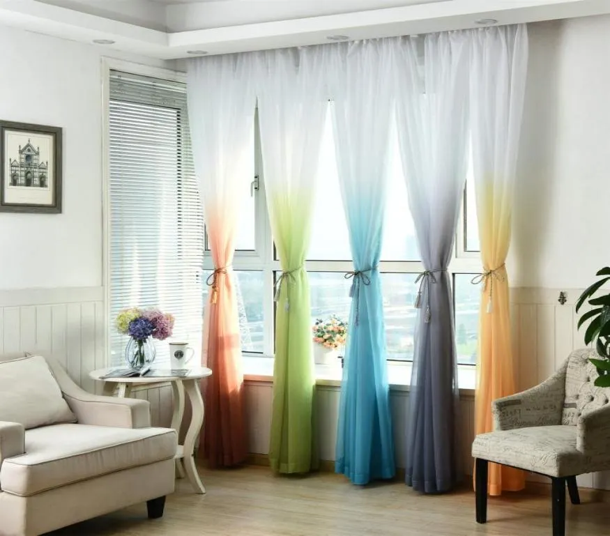 Sheer Tulle Window Curtain for Living Room Kitchen Modern Pattern Voil With Bright Color for Window Decoration minimalist style7805229