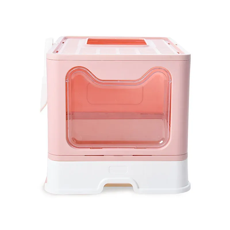 Boîtes à litière pour chats Splash Proof Easy Clean Cat Litter Box Kitty Litter Box pliable entièrement fermé tiroir de toilette pour animaux de compagnie