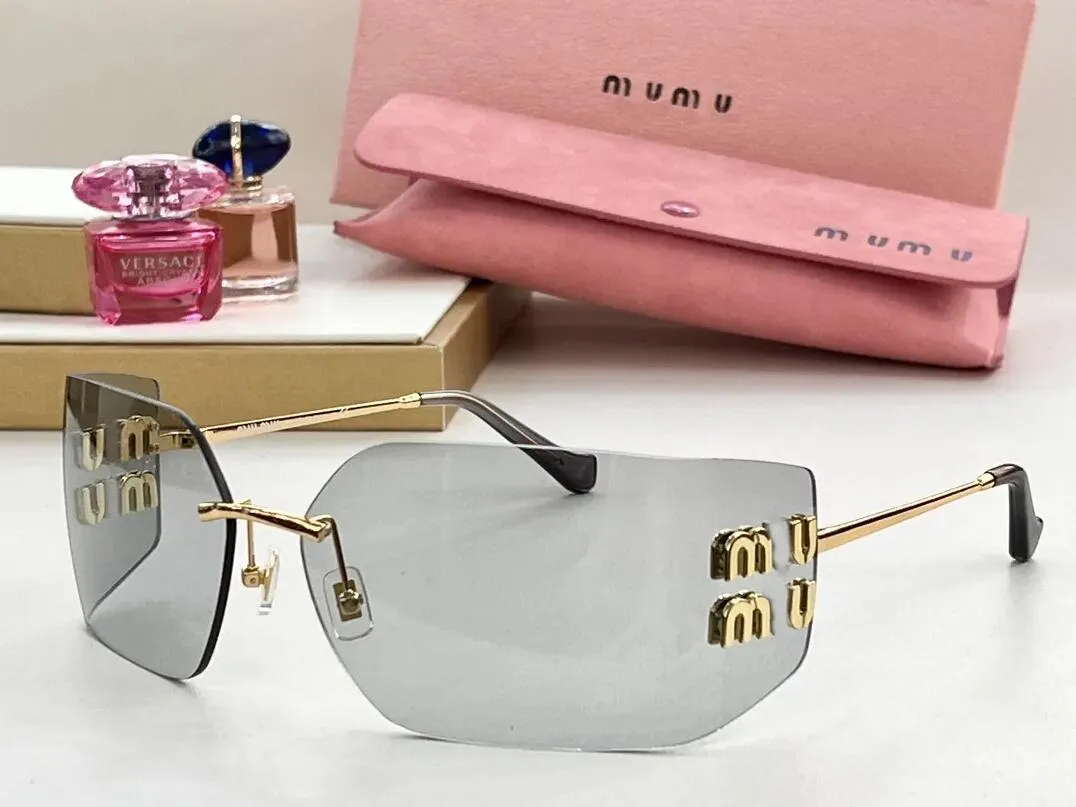 Miumius runway eyewear moda luxo designer óculos de sol das mulheres dos homens clássico leve sem moldura requintado estilo de design moderno