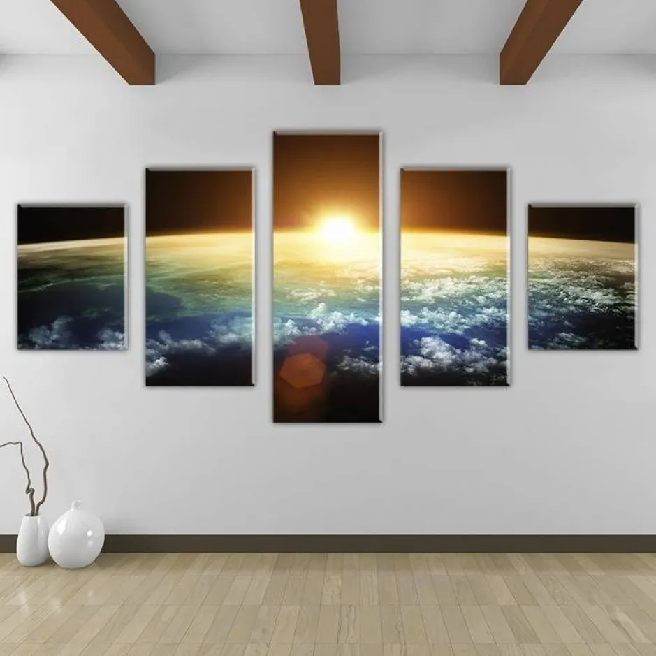 5pcs set Unframed The Earth Universe Scene Landscape Painting On Canvas Wall Art Painting Art Picture For Living Room Decor2569