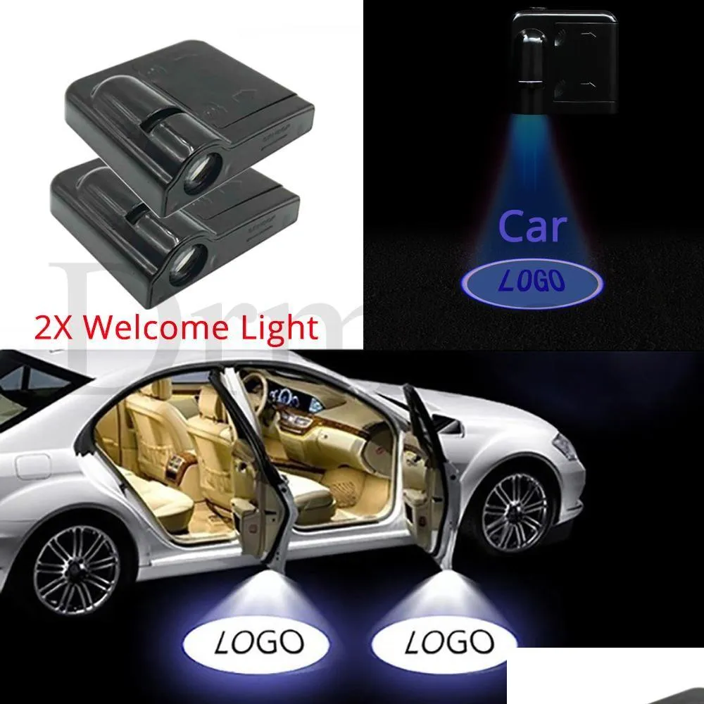 Luci decorative Nuovo 2 pezzi Wireless Led Car Door Light Benvenuto Proiettore laser Logo Ghost Shadow per Mazda Renat Peugeot Seat Skoda Vo Otyjr