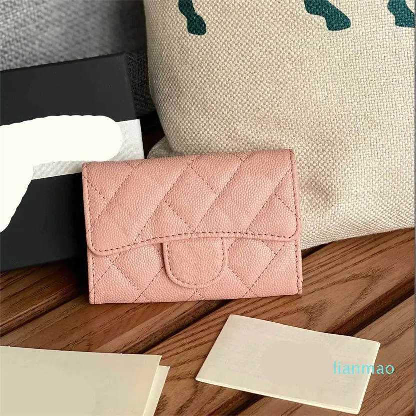 designer coins purse unisex chain wallets crossbody purse caviar Wallet Female Student Solid Color Buckle Small Wallet