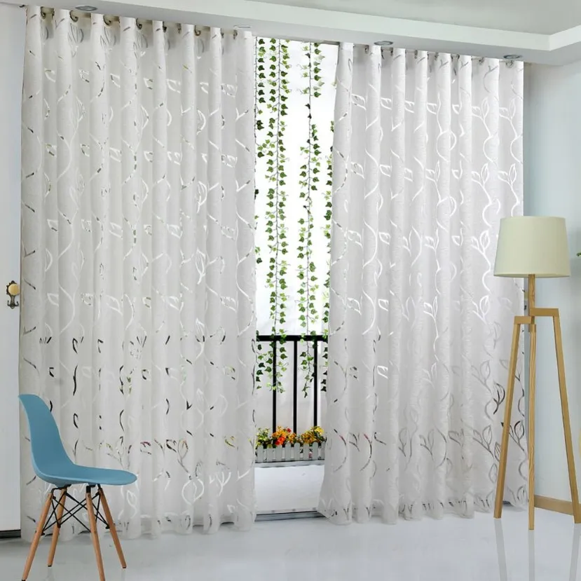 Bloemen Vine Leaf Partitiegordijn Polyester Moderne Gordijnen voor Woonkamer Balkon Raam Sheer voor Slaapkamer272u