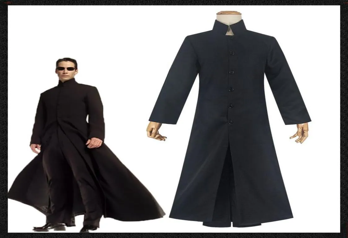 Men039S Jackets Matrix Cosplay Costume for Man Black Stand Collar Single Breasted Long Coat Halloween Carnival Party OutfitSmen2630790