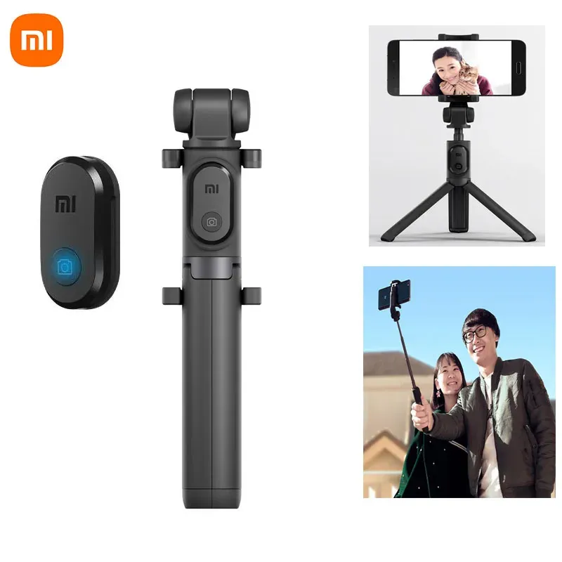 Sticks Orijinal Xiaomi Selfie Stick Bluetooth Telefon Mini Tripod Selfiestict iPhone Samsung Android için Kablosuz Uzaktan Deklanşör