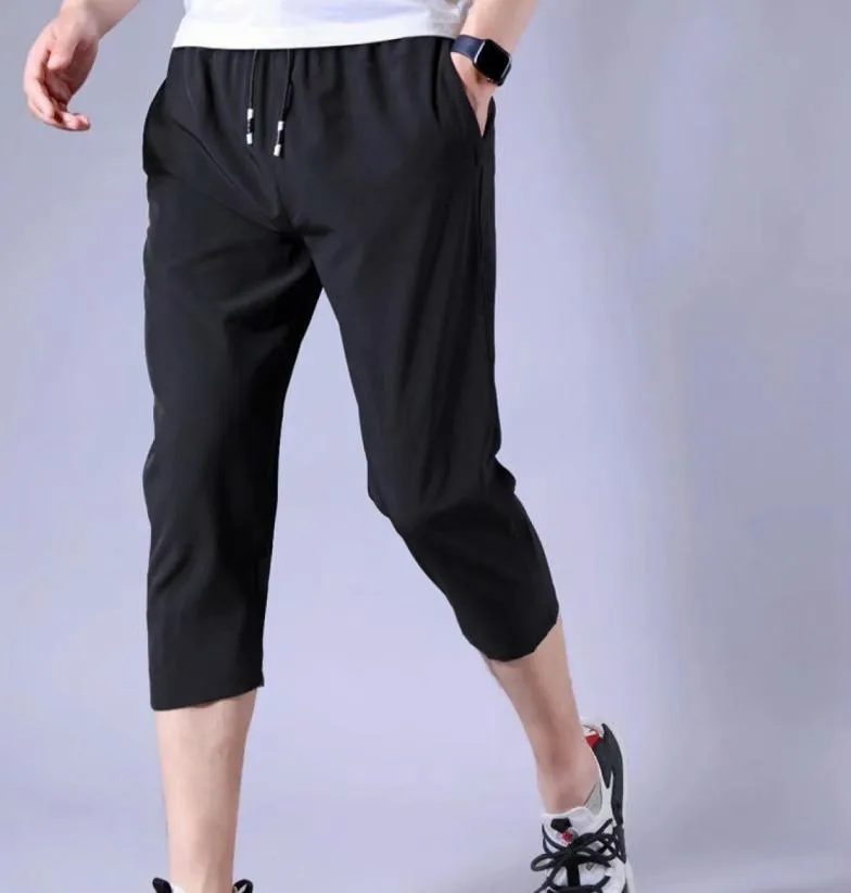 Calças de treinamento de futebol masculinas de seda gelo verão 34 colheita esportes correndo calça yoga fitness tênis basquete jogging sweatpants2125373