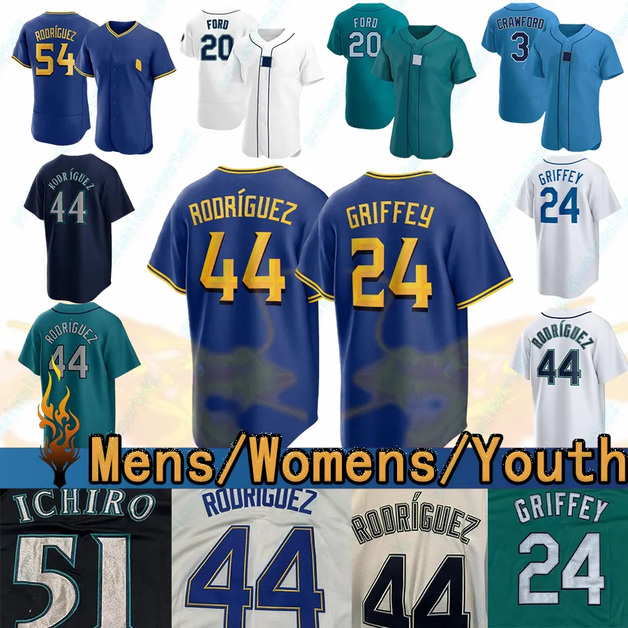 24 Ken Griffey Jr. Jersey 44 Julio Rodriguez Baseball Mariners Cal Raleigh Suzuki Ichiro Luis Castillo Mitch Haniger Seby Zavala Seattles 68 George Kirby J.P.