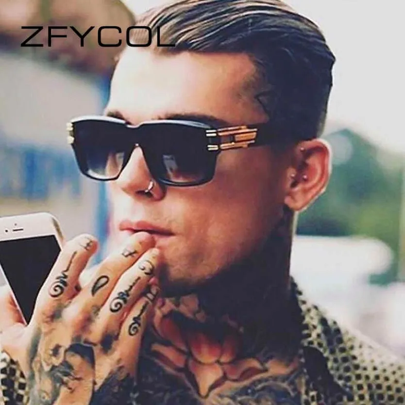 ZFYCOL Retro Square Men Luxury Brand Oversized Women Fashion Glasses Car Driving Sunglasses UV400 Oculos 0928293A