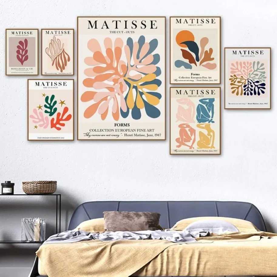 Målningar matisse färgglada blad abstrakt tjej kurva väggkonst canvas målning nordiska affischer och skriver ut bilder för vardagsrum de2205