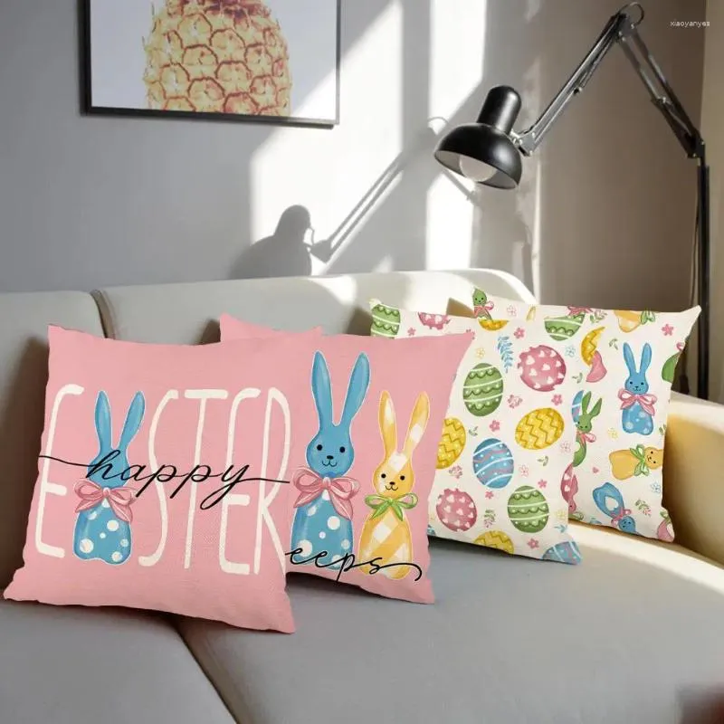 Almohada cubierta elegante cubierta festiva de huevos de Pascua exquisitas fundas de almohada de temporada con súper suave para la primavera