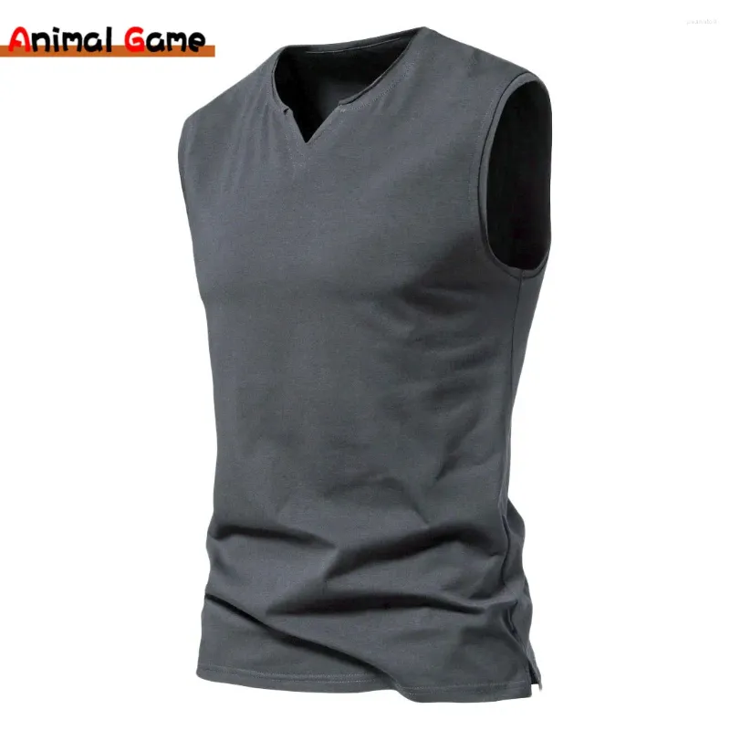 Herrtankstoppar träning Athletic Training Gym skjortor Vest Cotton Sleeveless T-shirt