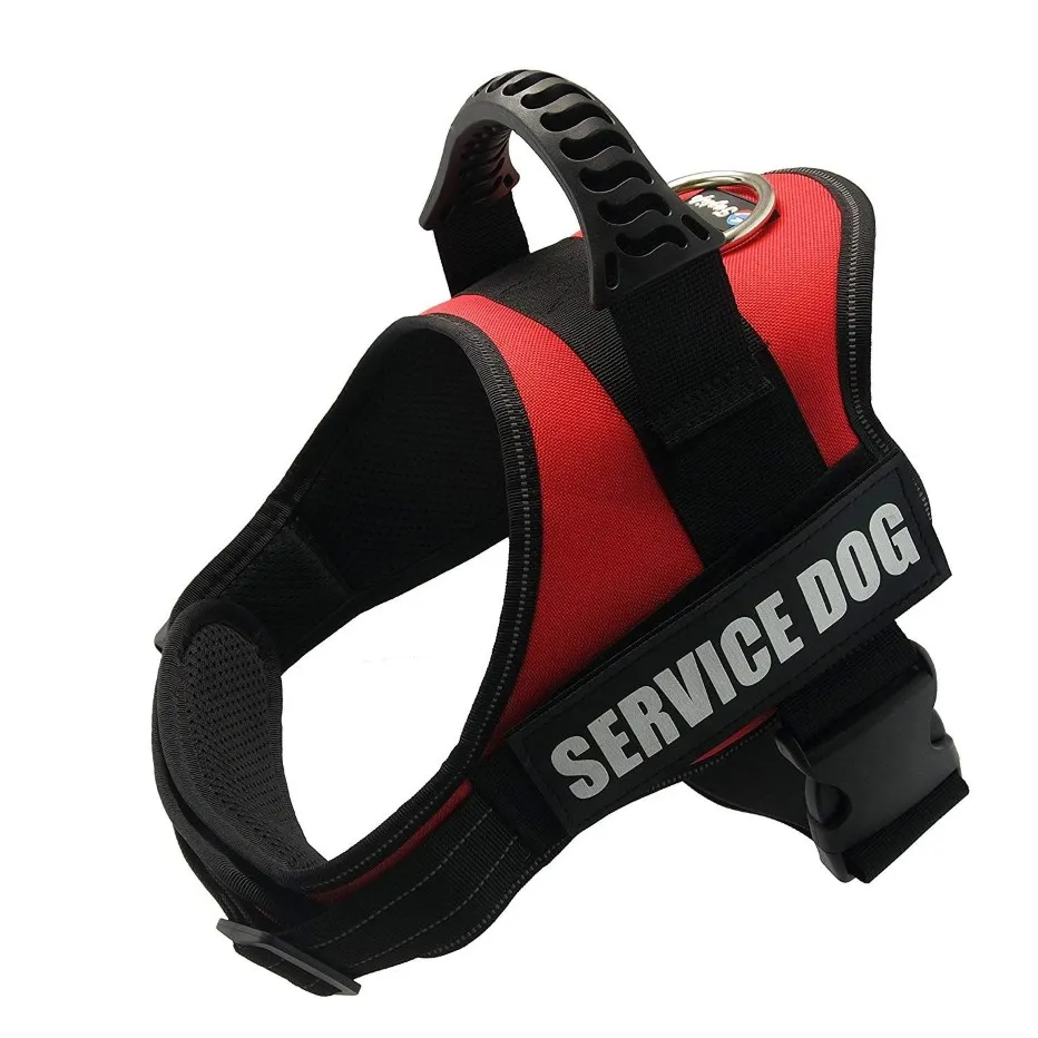 Gilet per cani di servizio per cani di servizio - Nylon regolabile con toppe riflettenti rimovibili per cani di supporto emotivo Taglia grande e media Smal266T