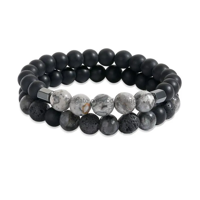 Bracelets en pierre naturelle perlée pour hommes et femmes, brins faits à la main, charme amoureux, Yoga, fête, Club, bijoux à la mode, livraison directe Dh76K