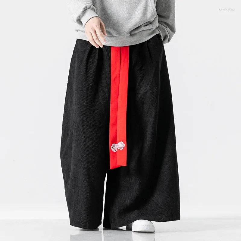 Men's Pants Streetwear Corduroy Harem Jogger Sweatpants Haruku Wide-leg Male Casual Loose Trousers Fashion Design