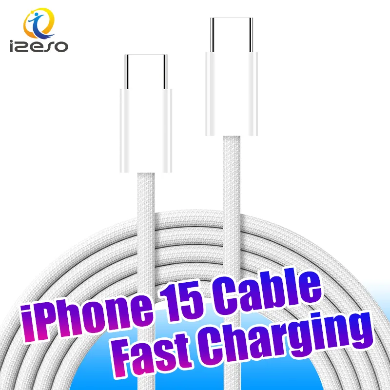 OEM Kwaliteit USB-C naar Type C Kabel Snellader Koord 1M 3ft Snel Opladen Kabels voor iPhone 15 Samsung telefoons izeso