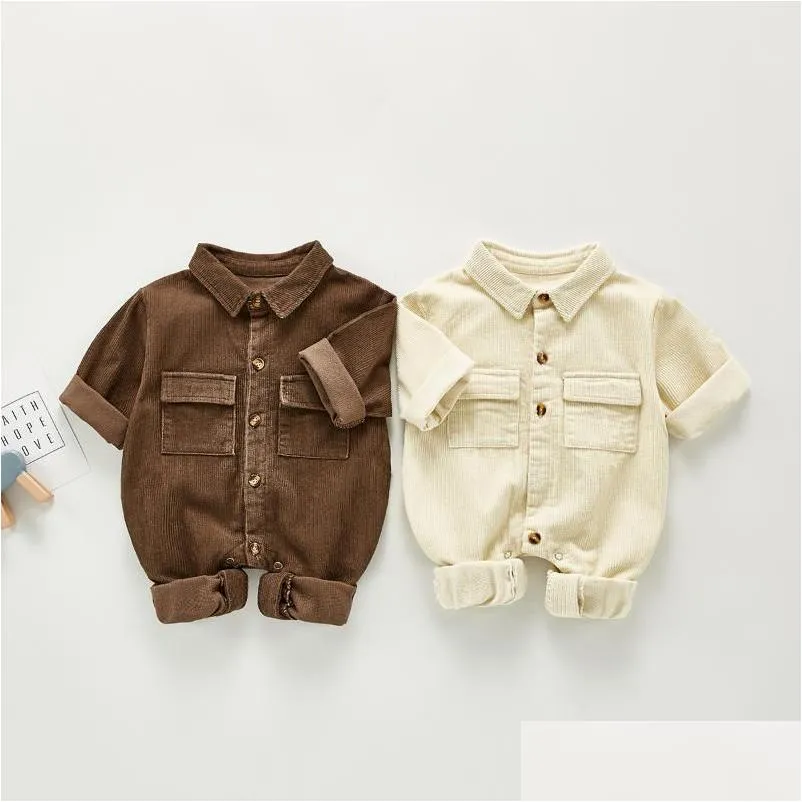 Jumpsuits 2021 Autumn Boy Treasure Baby Romper Frock Casual One-Piece kostym Corduroy Winter Clothes Drop Delivery Kids Maternity Clothi OT4YH