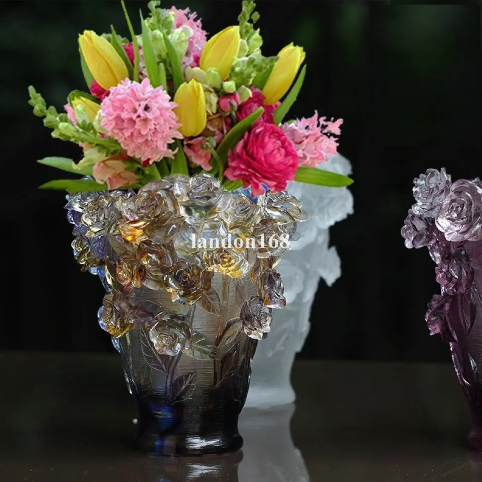 Good quality crystal Glass rose vase creative festival present245k