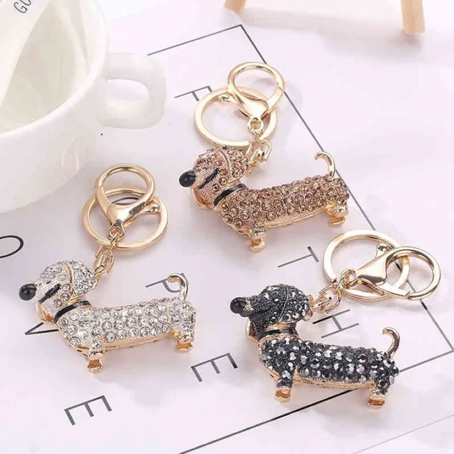 Porte-clés chien teckel, 3 pièces, pendentif à breloque, porte-clés, cadeau pour femmes et filles, style de voiture, accessoires d'intérieur 245c