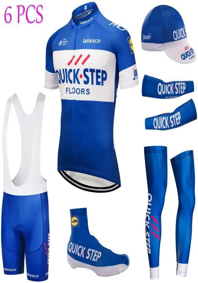 2020 Team Quickstep Cycling Jersey Shorts Suit Quick Dry Summer Cykel Shorts Komplett uppsättning med cykelhylsvärmare och cykel SH1492189