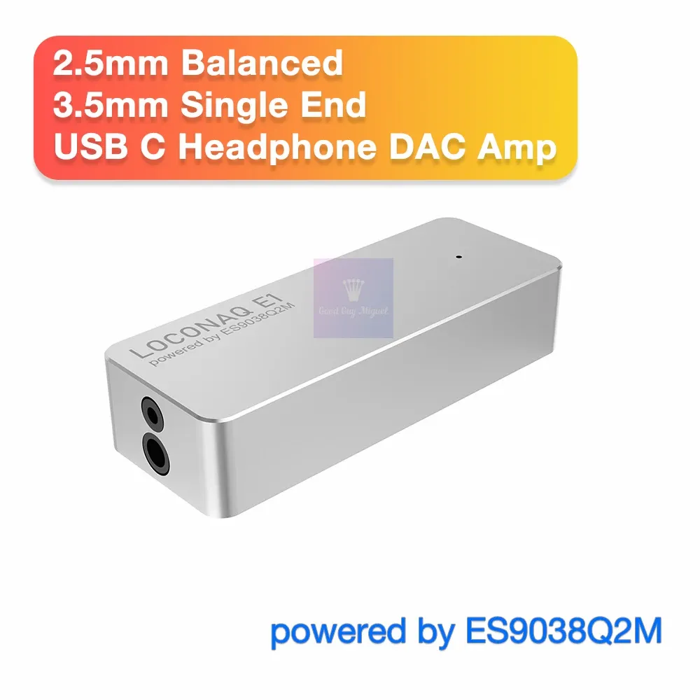 Converter Loconaq E1 USB Type C Hoofdtelefoon DAC -versterker Digitale Audio Dongle HPA ES9038Q2M 3,5 mm SE 100 MW 2,5 mm Balanced Uitgang 200 MW AMP