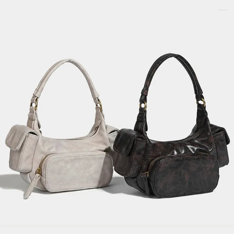 MUCENT☆大人気♪Side Pocket Vintage Leather Shoulder Bag DHgate.com:Vintage Multi-Pocket Shoulder Bag: Chic Underarm