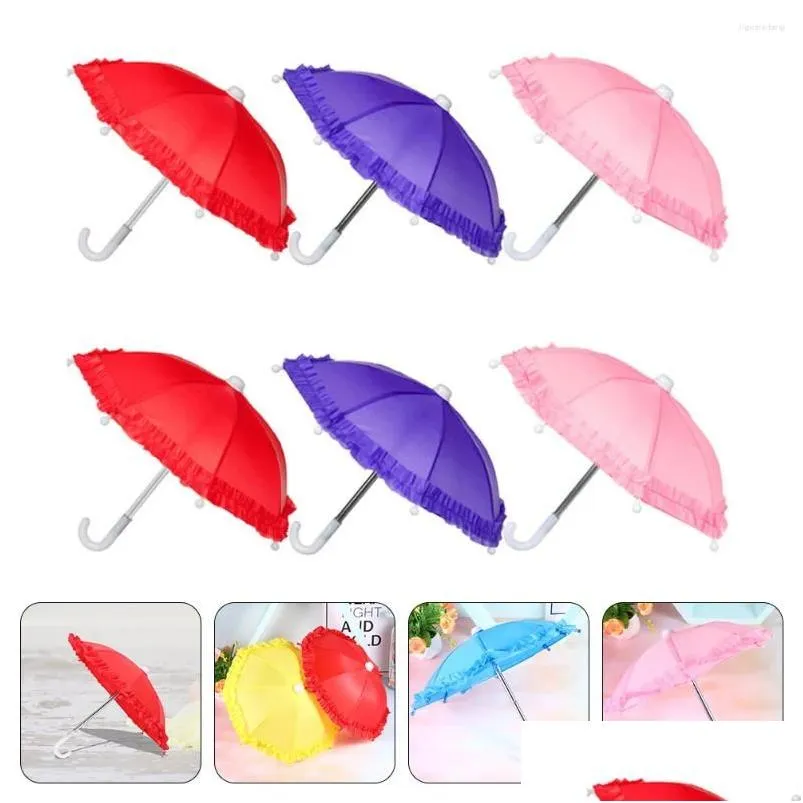 Paraplyer 6 st söta mini paraply barn barn leksaker dekorativ prydnad tygpografi prop dropp leverans dhfu5