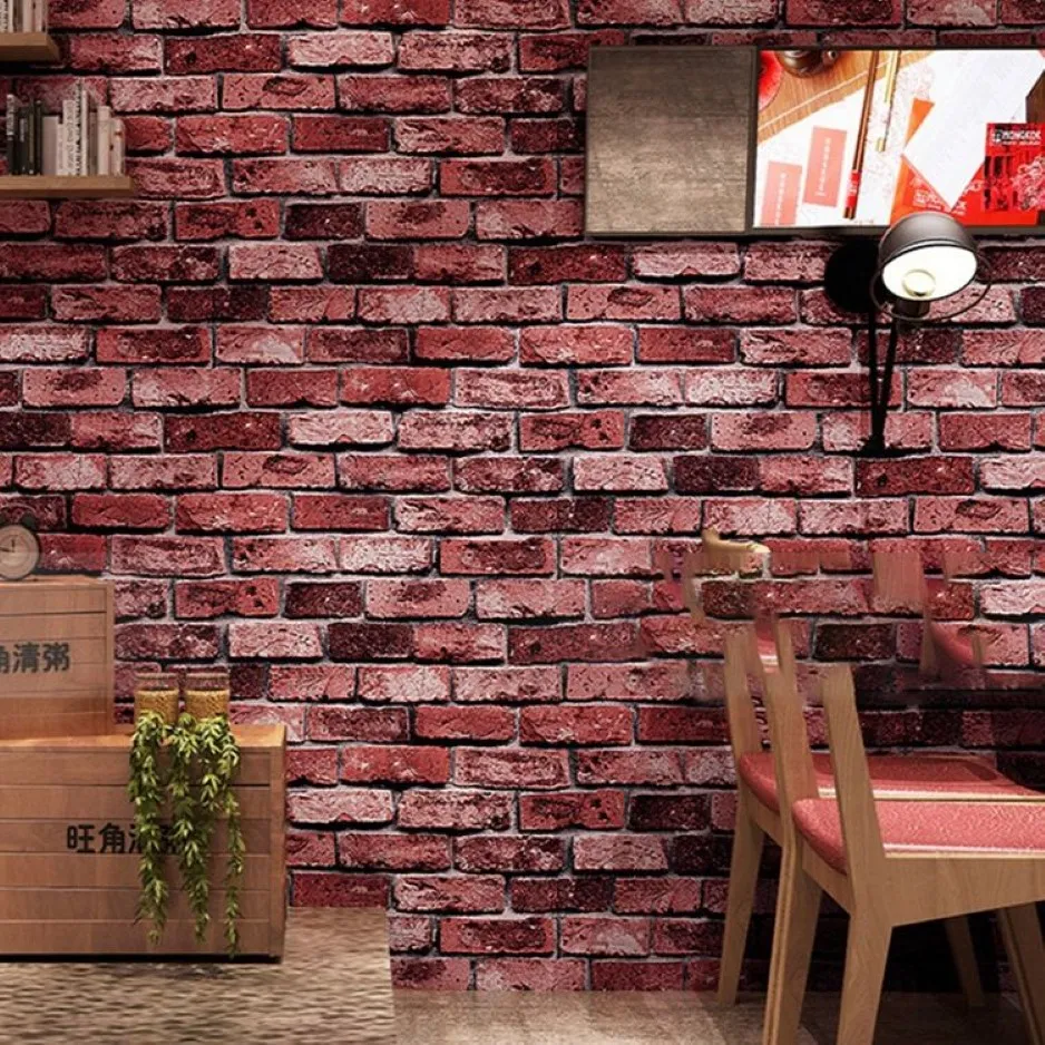 3D Waterproof Retro Brick Wallpaper Roll Restaurant Cafe vardagsrum Bakgrund Väggdekor Vinyl PVC Wall Paper Papel de Parede236V